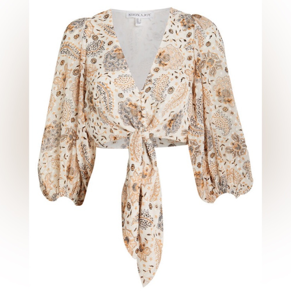 SHONA JOY Miller Crepe Floral Tie Front Blouse